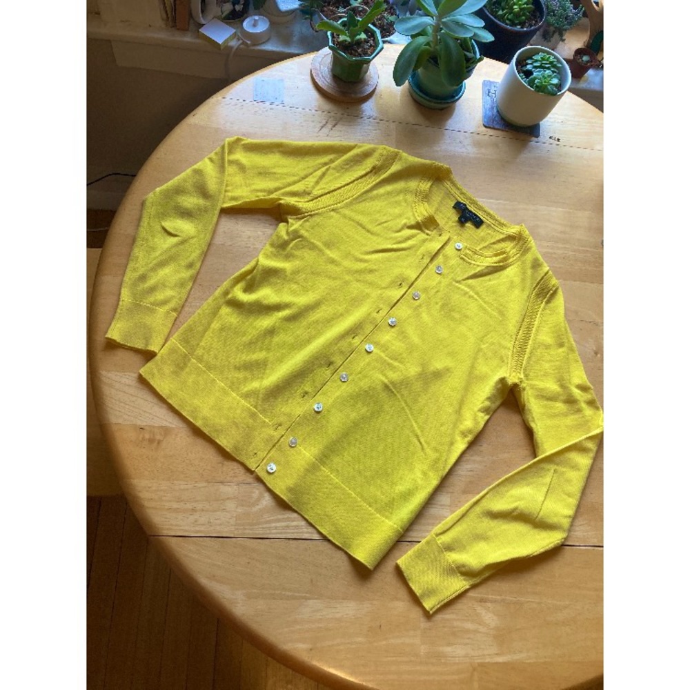 Bright Yellow, Merino Wool Cardigan